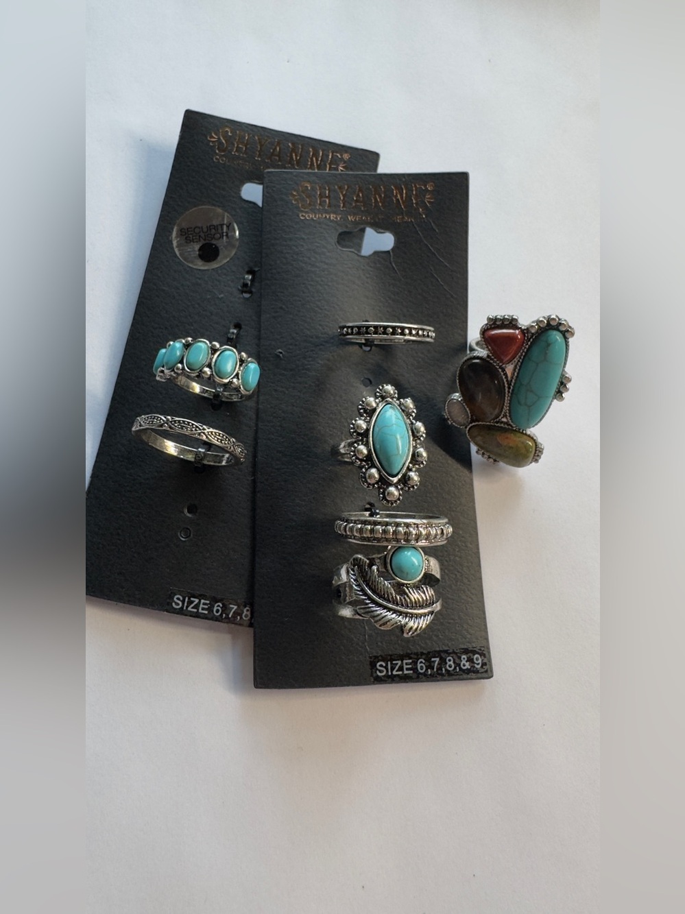 Shyanne Turquoise and Multi-Stone Silver-Tone Ring Set
